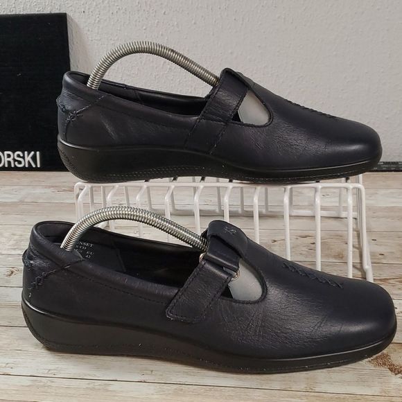 Hotter Sunset Mary Jane Shoes in Dark Navy Blue Leather US 10 Comfort Concept - Picture 1 of 11